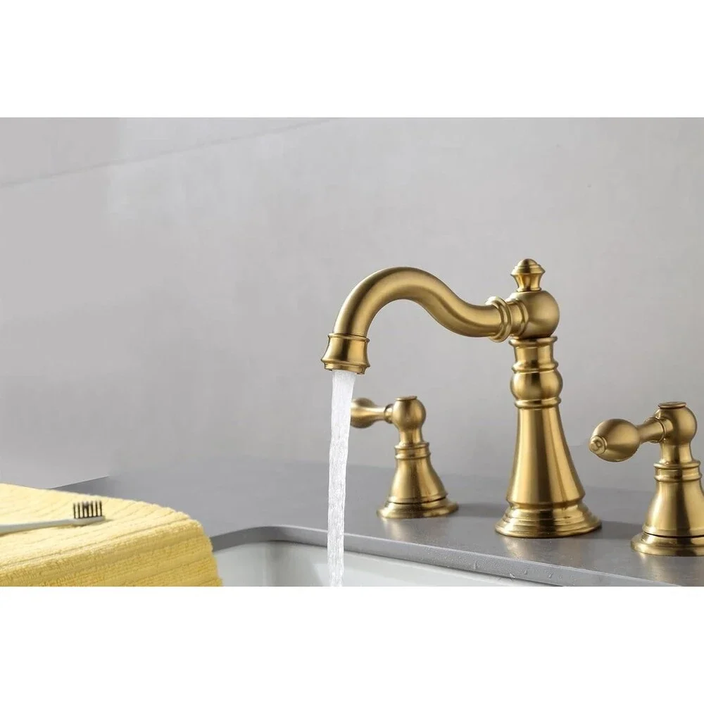 Derengge 8 Inch Two-Handle Widespread Bathroom Faucet with Pop up Drain, Brushed